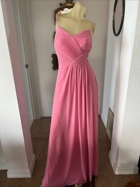 Bill Levkoff Pink Spaghetti-Strap Chiffon Gown